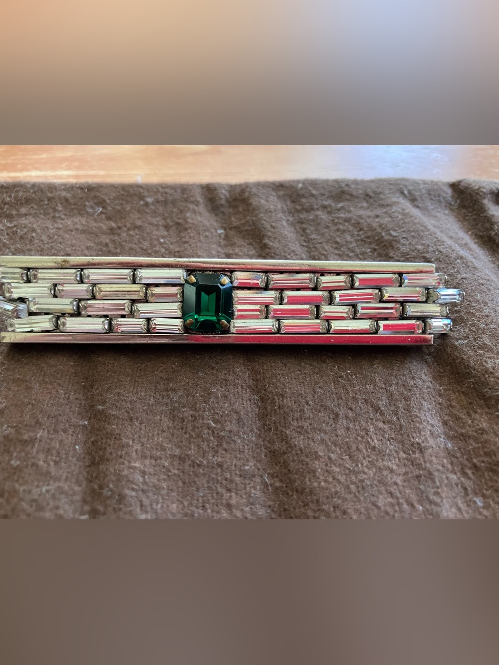 Silver-Tone Bracelet with Green Emerald-Cut Crystal Accent - Women Jewelry